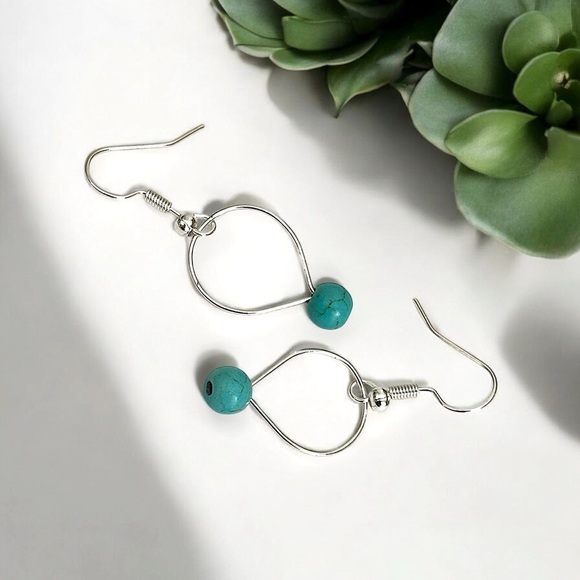 5 For $25💫Boho Turquoise Ball Dangles Earrings - Picture 3 of 3